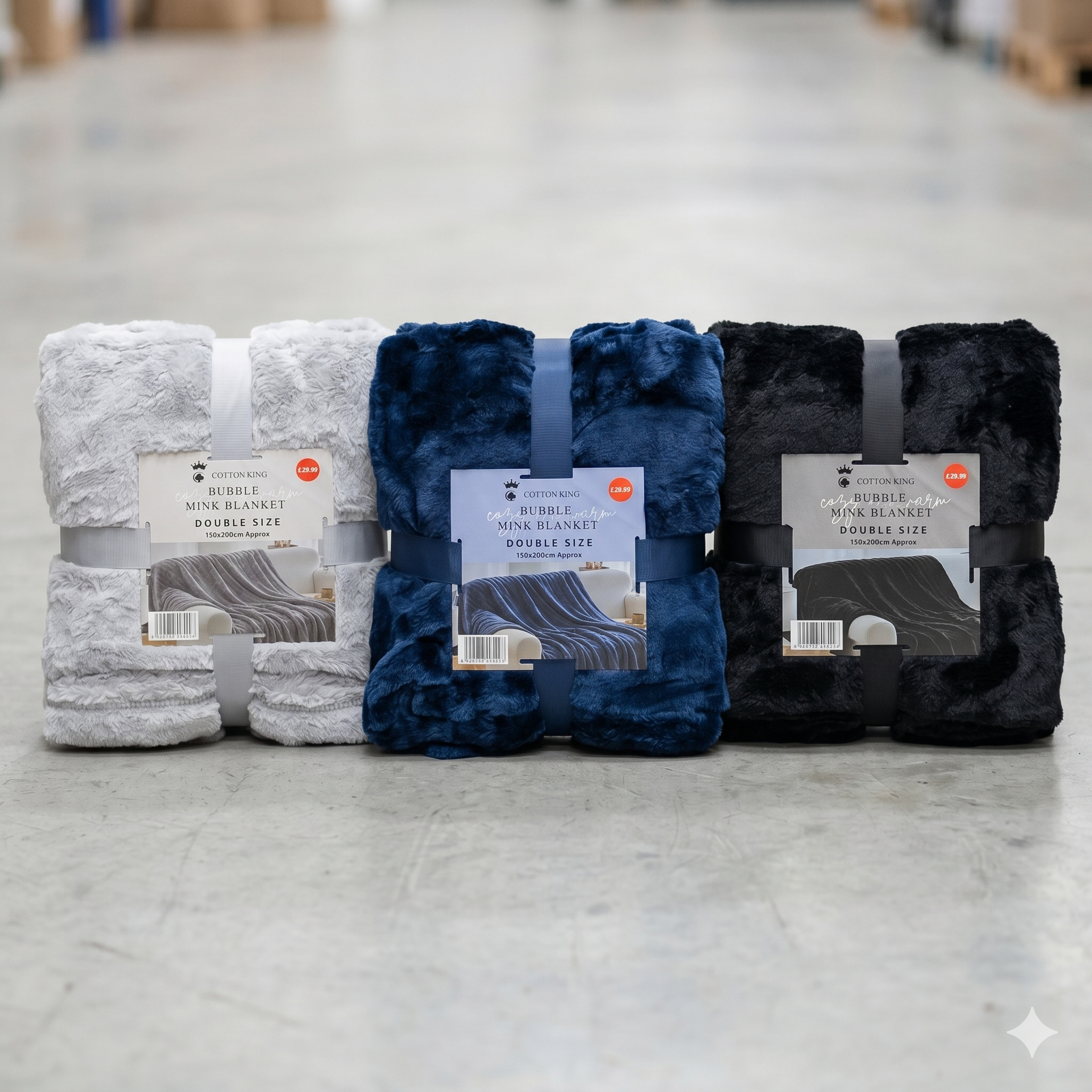 Ultra-Soft Plush Bubble Mink Throw Blanket | 150x200cm | Grey, Navy, or Black