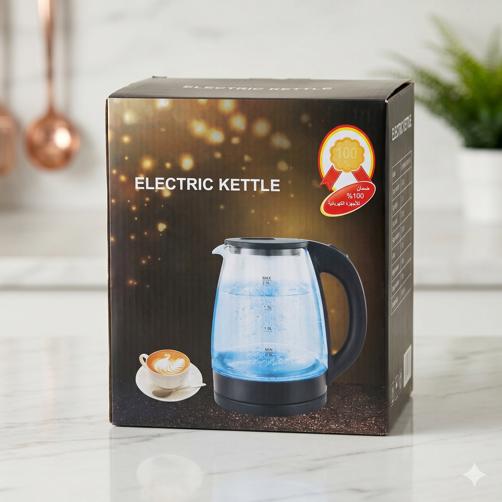 Premium Glass Electric Kettle with Blue LED Illumination - Fast Boil