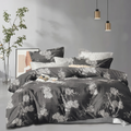 Luxury Charcoal Grey Floral Complete Bedding Set – Egyptian Cotton Feel