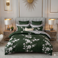 Luxury Emerald Green Floral Complete Bedding Set – Egyptian Cotton Feel