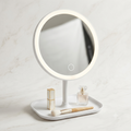 Illuminated LED Makeup Vanity Mirror with Touch Sensor & Cosmetic Storage Tray - White