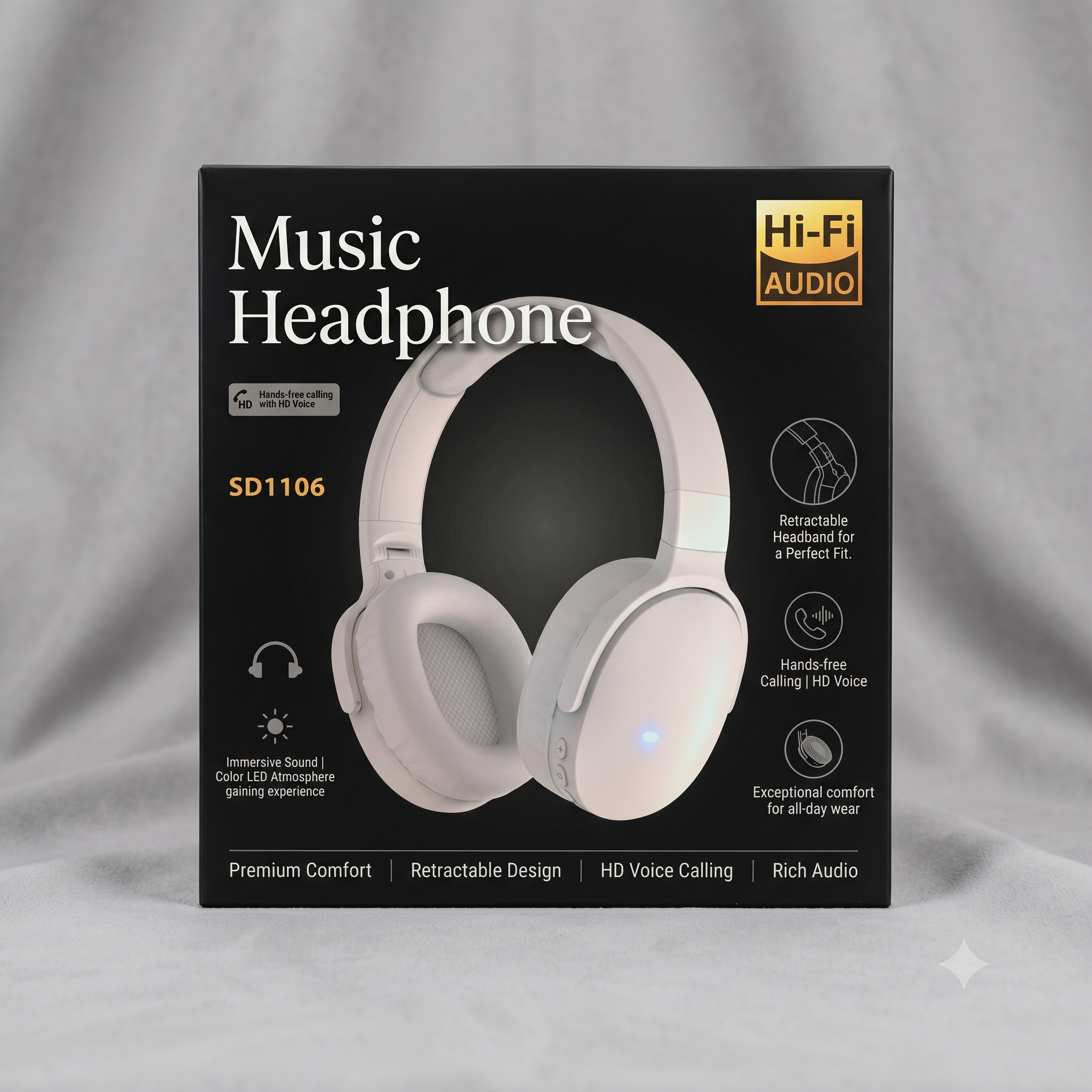 Premium Wireless Over-Ear Headphones – Hi-Fi Audio & Hands-Free Calling