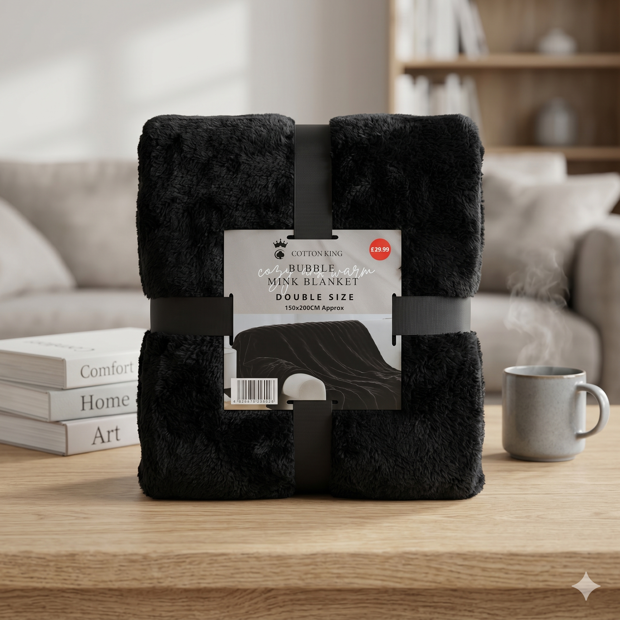 Ultra-Soft Plush Bubble Mink Throw Blanket | 150x200cm | Grey, Navy, or Black