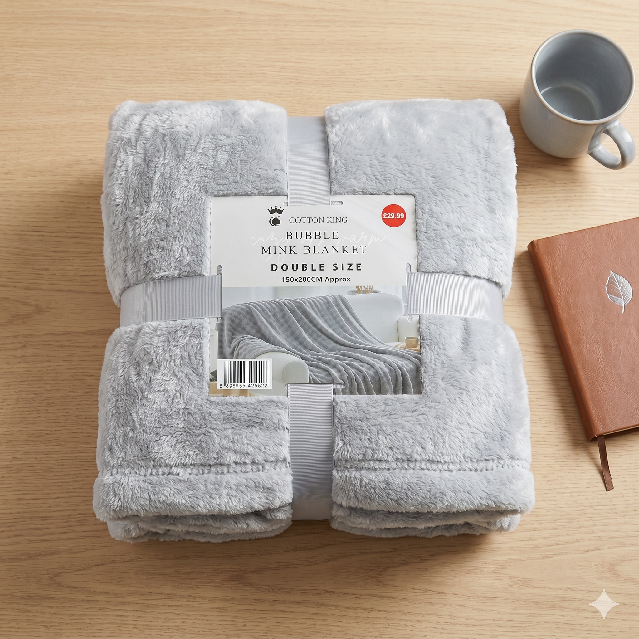 Ultra-Soft Plush Bubble Mink Throw Blanket | 150x200cm | Grey, Navy, or Black